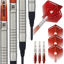 Unicorn Striker 80% Tungsten Soft Tip Darts Dardos de Punta Suave, Unisex, Rojo, 19 g