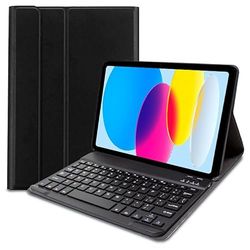 Cool Case for iPad (2022/2024) 10.9 Inch (10 Gen.) Bluetooth Keyboard Leatherette Black