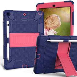 Visaccy Funda para iPad de 9ª 8ª 7ª generación, iPad de 10.2 Pulgadas 2021/2020/2019, Funda de Silicona Resistente de 3 Capas de Cuerpo Completo, Cubierta Resistente a Prueba de Golpes con Soporte