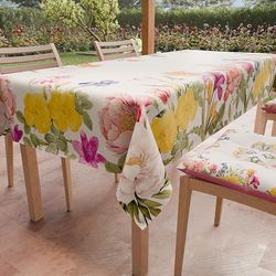 PETTI Artigiani Italiani - Nappe Anti-Taches Rectangulaire (140 x 180 cm) Couvre-Table de Cuisine, Motif Floral 30, X6 Places, 100% fabriquée en Italie