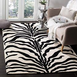 Safavieh Zebra Tappeto Rettangolare da Interno, Trapuntato a Mano, Collezione Cambrige, CAM709, in Bianco Avorio / Nero, 183 X 274 cm per Salotto, Camera da letto o Qualsiasi Spazio Interno