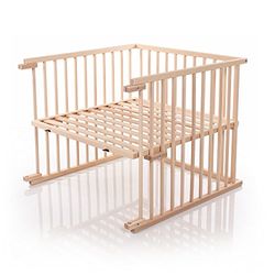 babybay Barnsäng konverteringssats för sidosängar, steglöst justerbar lämplig för modell original sidosäng/babysäng storlek: 132 cm x 81 cm av massivt bokträ (naturligt obehandlad)