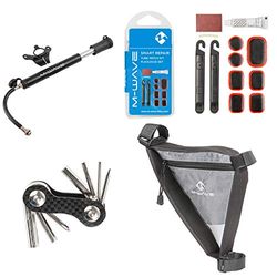 M-Wave Unisex - Adulto Repairkit WP Kit di riparazione per bicicletta - Strumento di riparazione, attrezzi, Mini pompa, Nero