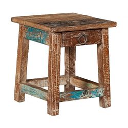 Biscottini Sgabello legno basso 27x30x27 cm | Sgabellino da bagno | Panchetto in legno riciclato | Sgabellino legno piccolo | Supporto per piante