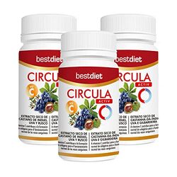 BestDiet - Cápsulas Circula Activ | con ingredientes naturales, mejora la circulación sanguínea y la sensación de pesadez en las piernas, contiene vitamina C – Pack de 3 botes x 30 cápsulas, Sin sabor