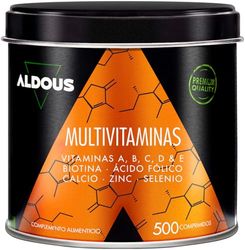 Multivitaminico Completo - 500 compresse - + 1 anno - Vitamina C, D, E, A, Vitamine del gruppo B, Biotina, Acido folico, Calcio, Zinco, Selenio - Multivitaminico Donna, Multivitaminico Uomo - ALDOUS