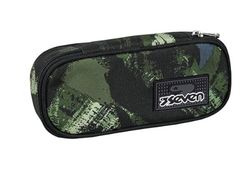 Seven Icoolpack Pennenkoker voor school, rond, groen, ovaal, met binnenzak en elastische penhouders, accessoires, rugzak, basisschool, medium, boven, jongens, meisjes, Groen, Eén maat, modern