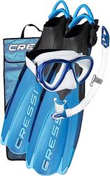 Cressi Maui Bag Set, Pinne Maschera & Snorkel Unisex Adulto, Nero/Blu, M/L