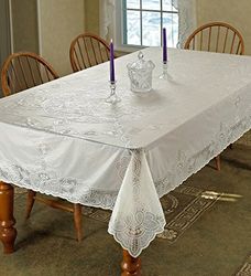 Violet Linen Toalha de mesa retangular de renda de vinil com design de Betenburg, cor bege, 60 x 104 polegadas