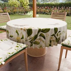 PETTI Artigiani Italiani - Nappe Ronde Anti-Tache Microfibre (Diamètre Ø 140 cm), Nappes en Tissu de Cuisine pour Table Ronde, Motif Floral, 100% Fabriqué en Italie