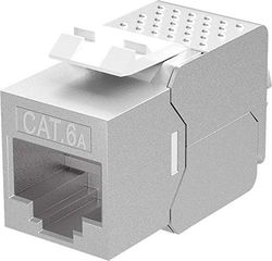 Goobay 90864 Keystone-module RJ45 bus/Slim Line 14,7 mm/CAT 6A netwerkstekker 500 MHz/STP bus 8P8C voor netwerkkabel/LSA-montage/zink