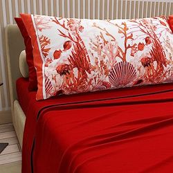 PETTI Artigiani Italiani - Lenzuola in Cotone con Federe in Stampa Digitale, Lenzuola Matrimoniali, Completo Letto Matrimoniale, Rosso, 100% Made in Italy