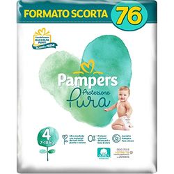 Pampers Naturello, 76 Couches Contenant du Coton et des Matières Naturelles d'Origine Végétale, 0% Parfum, Taille 4 (7-18 kg)