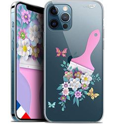 Caseink Beschermhoes voor Apple iPhone 12/12 Pro (6.1) HD gel [bedrukt in Frankrijk] iPhone 12/12 Pro beschermhoes – zacht – stootvast – penseel met bloemen