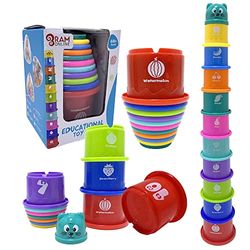 Ram© Baby Kids - Apiladores de Vasos apilables, 11 Piezas, Juguete de Aprendizaje Preescolar, pirámide de Torre apilable