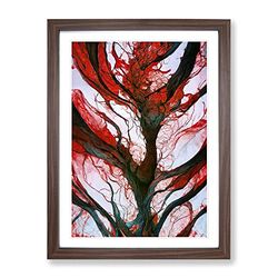Tree Abstract Art No.5 Framed Print for Living Room Bedroom Home Office Décor, Wall Art Picture Ready to Hang, Walnut A2 Frame (64 x 46 cm)