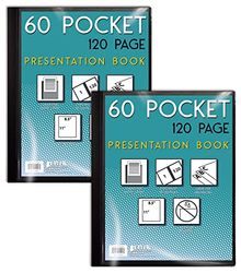 60 Pocket Bound Black Presentation Book, with Clear View Front, 120 Sheet Protector Pages, 8.5" x 11" Sheets, by Better Office Products, Art Portfolio, Durable Poly Covers, Letter Size