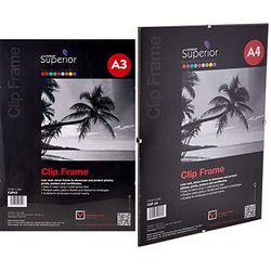 Sseco Clip A3 Clipframe, Clear & Stewart Superior A4 Back Loading Clip Frame with Plexi Safety Glass