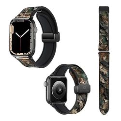 Cinturino per Apple Watch 22 mm (38/40/41/42/44/45 mm) in silicone e vera pelle: corteccia legno