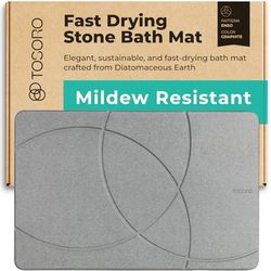TOSORO - Tapis de Bain en Pierre, Terre de diatomées Tapis de Douche antidérapant - Séchage Rapide - Tapis de Bain Absorbant - Design élégant et Moderne, Facile à Nettoyer (23,5 x 15 Graphite)