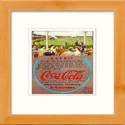 Lumartos, Vintage Poster Vintage Coca Cola Baseball Advert Contemporary Home Decor Wall Art Print, Pine Frame, 8 x 8 Inches