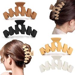Lot de 4 pinces à cheveux antidérapantes - 4,3 pouces - Maintien solide mat - Grandes pinces à cheveux élégantes - Vintage - Simple et irrégulière - Antidérapantes - Pour cheveux épais