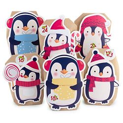 Lot de 24 calendriers de l'Avent à remplir Motif pingouins