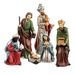 Presepe da 6 pezzi in resina con base da 30 cm