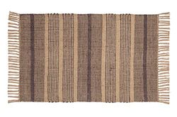 WENKO Tapis de bain Sambu, tapis en fibres naturelles durables (100 % jute) avec motif à rayures et franges, tapis douche ou tapis décoratif, recyclable, (L x P) : 50 x 80 cm, naturel