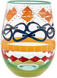 Maturi Verre à vin sans pied peint à la main, motif multicolore, 530 ml, boîte cadeau