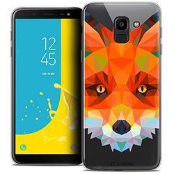 Caseink fodral för Samsung Galaxy J6 2018 J600 (5.6) fodral [Crystal Gel HD Polygon Series Animal - mjuk - ultratunn - tryckt i Frankrike] räv