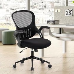 COLAMY Chaise de Bureau avec accoudoirs Pliables à 90 °, Support Lombaire, Chaise de Bureau Ergonomique réglable en Hauteur, Chaise d'ordinateur pivotante, Coussin d'assise Confortable pour la Maison