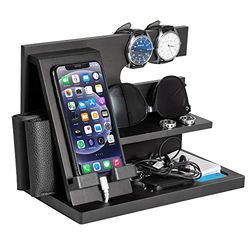 Cadeaus voor mannen Verjaardag Houten Docking Station Nachtkastje Vader Verjaardagscadeau voor mannen Docking Station mobiele telefoon Kerstcadeau Echtgenoot Opa Papa Gifts