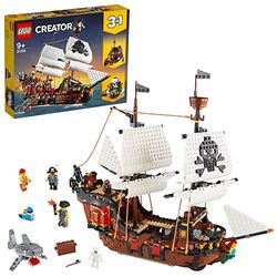 LEGO Creator Piratskepp, 3-i-1 Byggleksak med Minifigurer, Barnleksaker, Leksaksbåt, Leksak 9+ år 31109