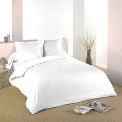 Lovely Casa HC34820001 Alicia Capa de edredão (240 x 220 cm, algodão de 57 fios), branco