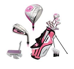 PreciseGolf Co. Precise M5 - Juego Completo de Palos de Golf para diestros y Mujeres, Incluye Titan Driver, S.S. Fairway, S.S. Hybrid, S.S. 5-PW, Hierro, 3H/C'S, Rosa, diestro