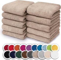 NatureMark Lot de 10 Gants de Toilette | 100% Coton | Gants de Toilette en éponge | Dimensions : 30 x 30 cm | Serviettes éponge en Lot de 10 Couleur : Sable/Beige