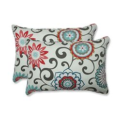 Pillow Perfect Outdoor Pom Pom Play Peachtini Rectangular Throw Pillow, Over-Sized, Set di 2