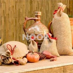 NOOR Sacchetti di iuta, 12 x 8 cm, sacchetti di iuta naturale per il giardino, biodegradabili e alimentari, con fiocchi decorativi, confezione da 10 pezzi