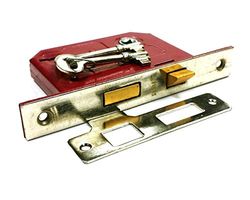 Bulk Hardware BH06053 Sashlock 3-Lever CP Plaat Rood Budget 75mm (3 Inch)