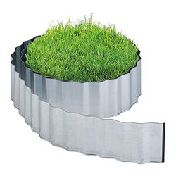 Relaxdays Recinto per Prato e Aiuole, Bordo, Sponda per Giardino Antiradice, HL 16 cm x 6 m, in Ferro Zincato, Argentato