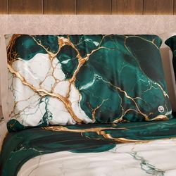MARBLELIZED par kuddfodral med dubbelsidig utskrift, 50 x 80 cm, örngott med elegant marmorutseende i ottanisk marmor, present, 100% tillverkad i Italien