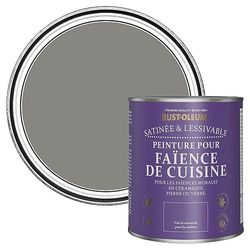 Rust-Oleum Peinture Grise Résistante à l'eau pour Faïence de Cuisine, Finition Satinée - Béton 750ml