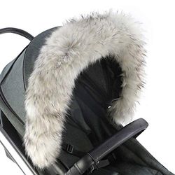 For-Your-Little-One Fur Hood Trim Pram Compatibel op DoBuggy, Lichtgrijs