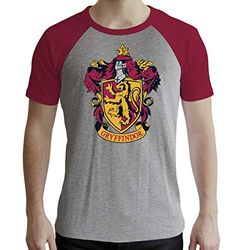 ABYSTYLE - Harry Potter - Camiseta - Gryffindor - Hombre - Gris y Rojo - Premium (L)