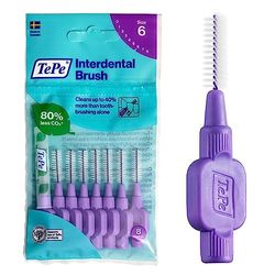 TePe Interdental Brush, Original, Purple, 1.1mm/ISO 6, 8pcs, plaque removal, effective cleaning between teeth, dental flosser for large gaps