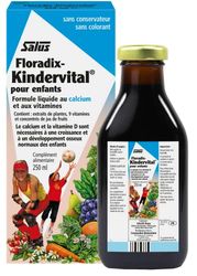Salus Floradix Kindervital, Pour Enfants, Formule Liquide Enrichie en Calcium et Vitamine D pour la Santé et le Développement des Os, 250 ml