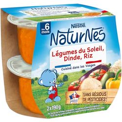 Nestlé Bébé - Naturnes - Légumes du soleil, Dinde, Riz - Dès 6 mois Pack de 2x190g