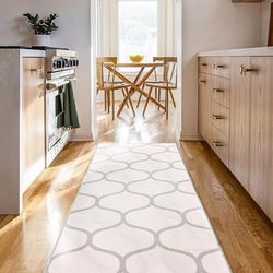 Björn&Schiller Tapijtloper 60 x 180 cm, antislip tapijt voor hal, keuken, slaapkamer en woonkamer, moderne haltapijt, lang, hoogwaardig keukentapijt, beige