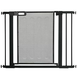 PawHut Pressure Fit Safety Gate for Doorways and Staircases, Dog Gate w/ Auto Closing Door, Pet Barrier for Hallways w/ Double Locking, Openings 75-103CM - Black